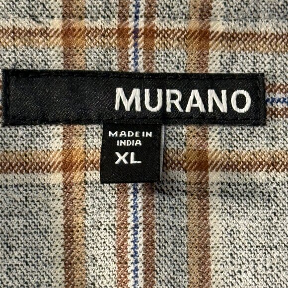Murano Men’s Plaid Suit Vest – Size XL – Brown & Gray Checkered - Picture 5 of 10
